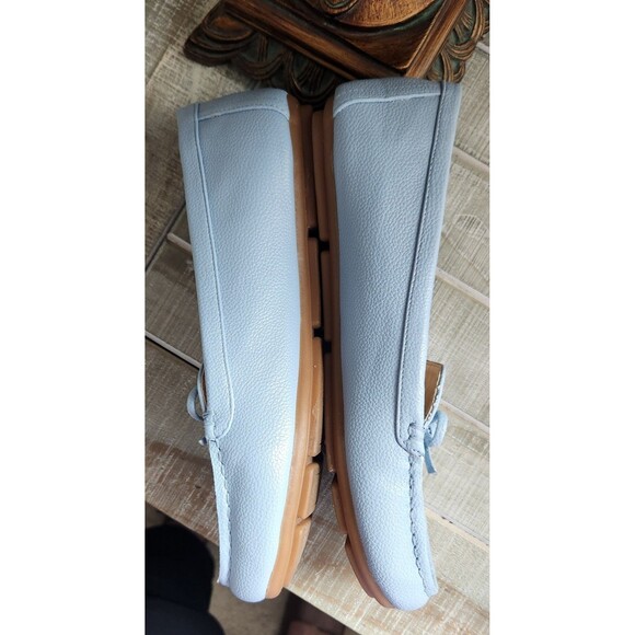 Calvin Klein Women's Size 7.5 M Logo Loafer Shoes Pebbled Leather Baby Blue - Picture 3 of 9
